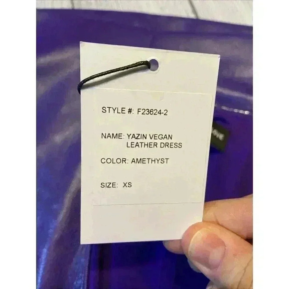 Revolve Generation Love Yazin Vegan Leather Dress XS Amethyst Strapless Stretchy - Picture 4 of 6